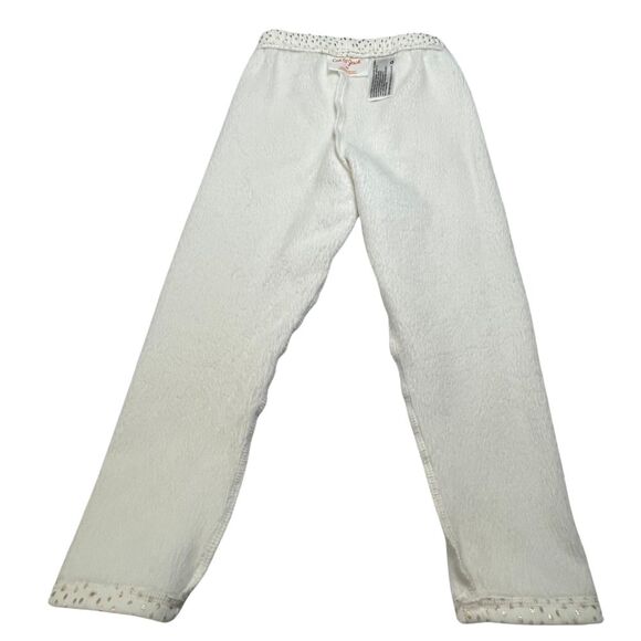 Cat & Jack Girls Fleece Pants Size 3T White with Gold Foil Dots - Picture 7 of 7